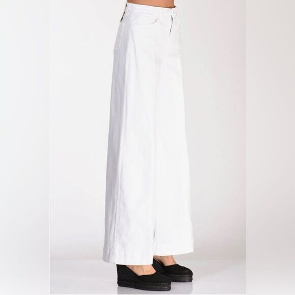 L’Agence Cotton White High Rise Wide Leg Stretch Slim Sandy Jeans White 30 NWT - Picture 2 of 8